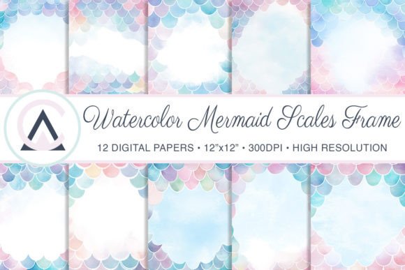 Download Watercolor Mermaid Scales Frame Papers - Papers Collection