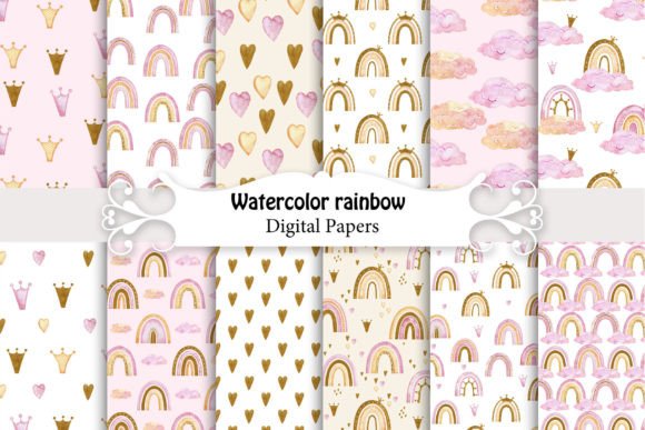 Download Watercolor Rainbow Papers for Girls. - Papers Collection