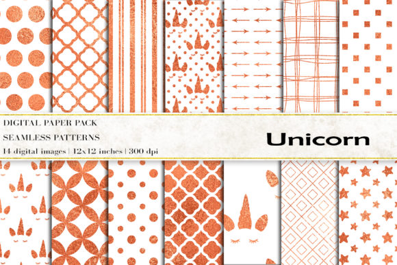 Download Rose Gold Unicorn Digital Papers - Papers Collection
