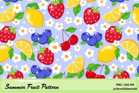 Download Summer Fruit Berry Citrus Pattern PNG - Fruit Collection