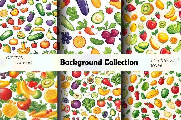 Download Fruits Veggies Background Seamless - Fruit Collection