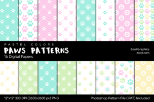 Download Paws Patterns Pastel Digital Papers - Papers Collection