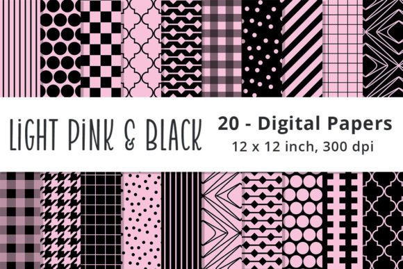 Download Light Pink and Black Scrapbook Papers - Papers Collection