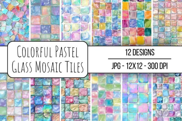 Download Colorful Pastel Glass Mosaic Tiles - Colorful pastel Collection