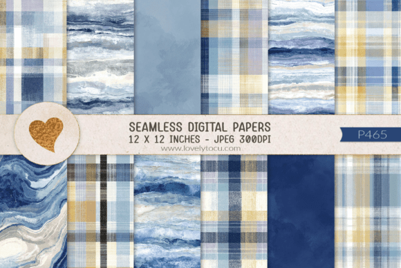 Download Beachy Blue Waves and Plaid Papers - Papers Collection