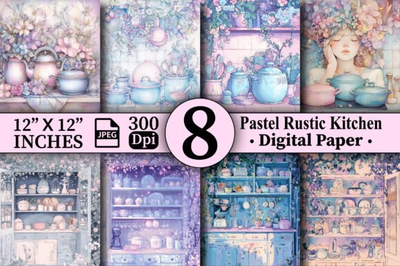Download Pastel Rustic Kitchen Digital Papers V.1 - Papers Collection