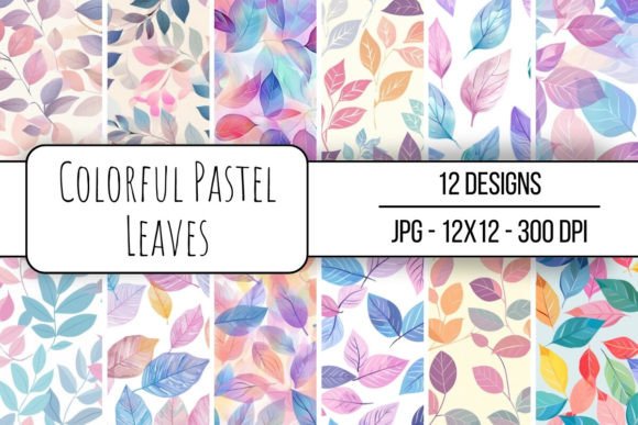 Download Colorful Pastel Leaves Seamless Pattern - Colorful pastel Collection