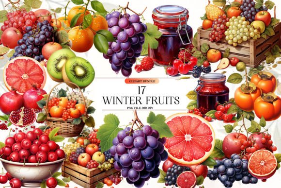 Download Winter Fruits Clipart Bundle - Fruit Collection