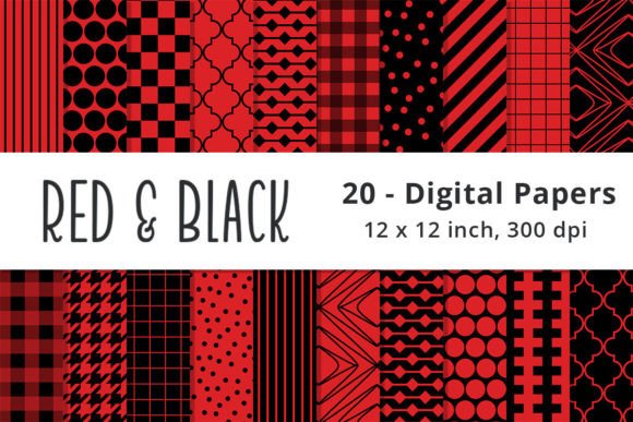 Download Red and Black Digital Scrapbook Papers - Papers Collection