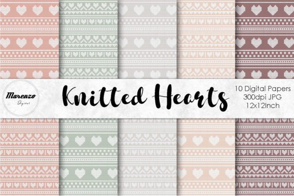 Download Knitted Heart Patterns - Digital Papers - Papers Collection