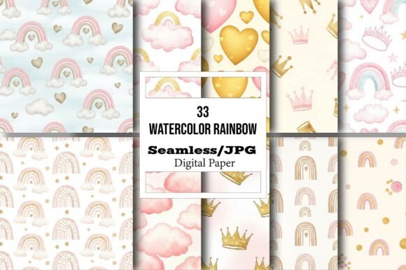 Download Watercolor Rainbow Papers for Girls - Papers Collection