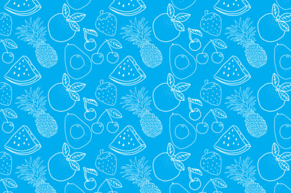 Download Fruits Pattern Blue Background Design - Fruit Collection