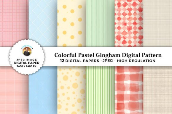 Download Colorful Pastel Gingham Digital Patterns - Colorful pastel Collection