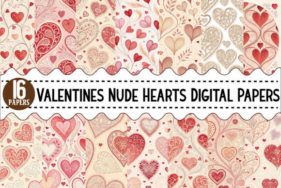 Download Valentines Nude Hearts Digital Papers - Papers Collection