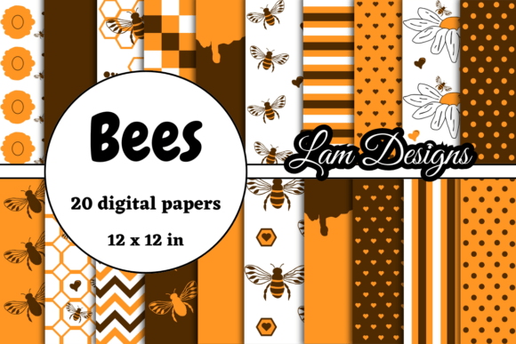 Download Orange and Brown Bees Digital Papers - Papers Collection