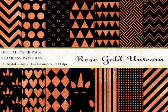 Download Rose Gold Unicorn Digital Papers - Papers Collection