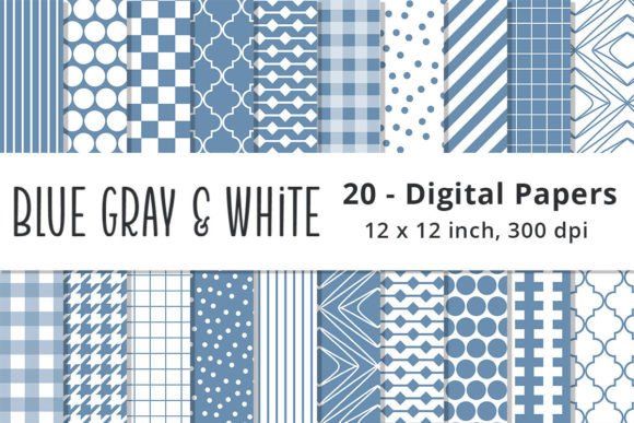 Download Blue Gray and White Scrapbook Papers - Papers Collection