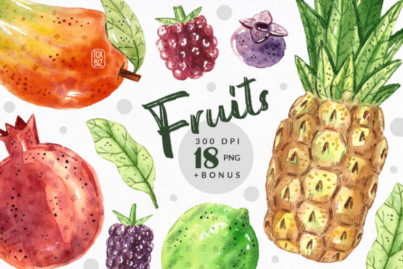 Download Tropical Fruits Watercolor Clipart - Fruit Collection