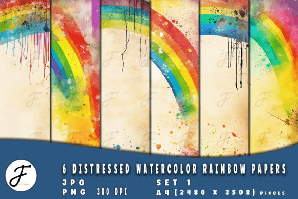 Download Distressed Watercolor Rainbow Papers - Papers Collection