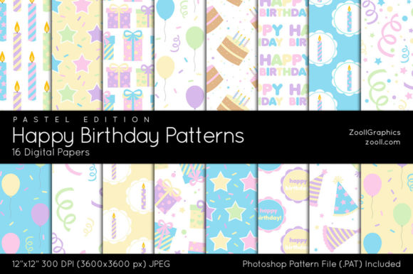 Download Happy Birthday Pastel Digital Papers - Papers Collection