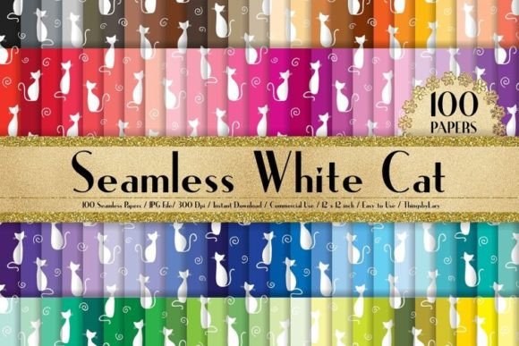 Download Seamless White Cat Pattern Papers - Papers Collection