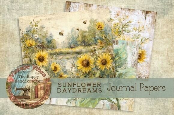 Download Vintage Sunflower Journal Papers - Papers Collection