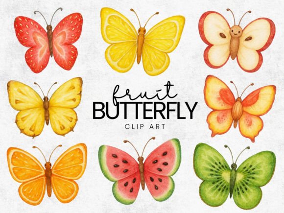 Download Fruit Inspired Butterflies Clipart PNG - Premium Resources