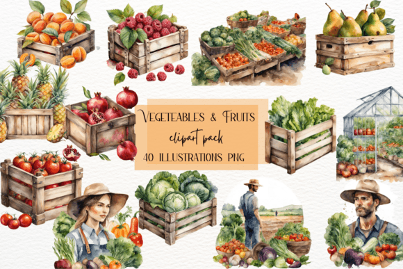 Download Watercolor Vegetables and Fruits Clipart - Fruit Collection