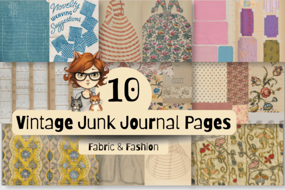 Download 10 Vintage Fabric Junk Journal Papers - Papers Collection