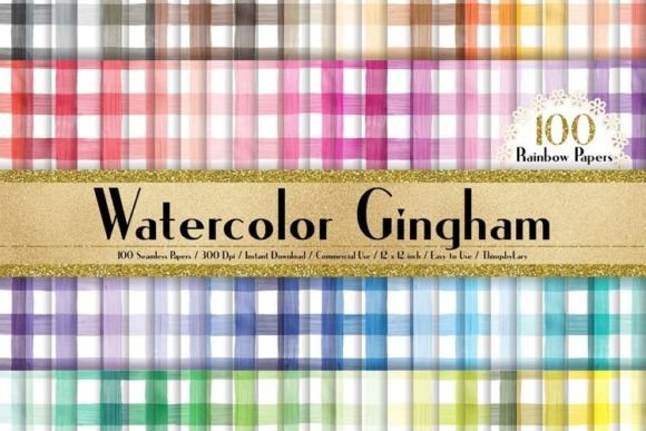 Download Seamless Watercolor Gingham Papers - Papers Collection