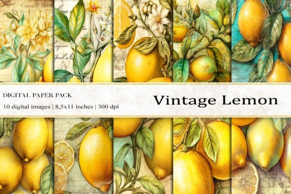 Download Vintage Lemon Digital Papers - Papers Collection