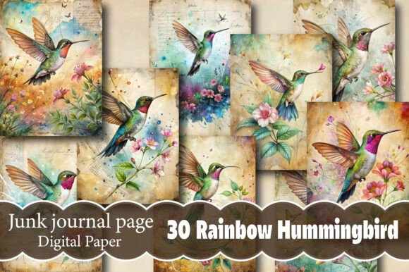 Download Rainbow Hummingbird Junk Journal Papers - Papers Collection
