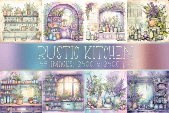Download Pastel Rustic Kitchen Digital Papers - Papers Collection