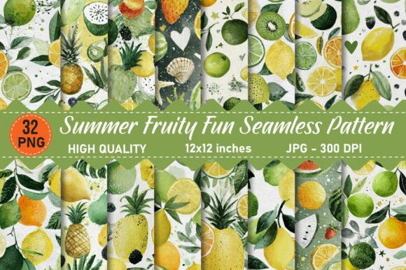 Download Summer Fruity Fun Seamless Pattern - Fruit Collection