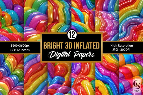 Download 3D Inflated Rainbow Digital Papers - Papers Collection
