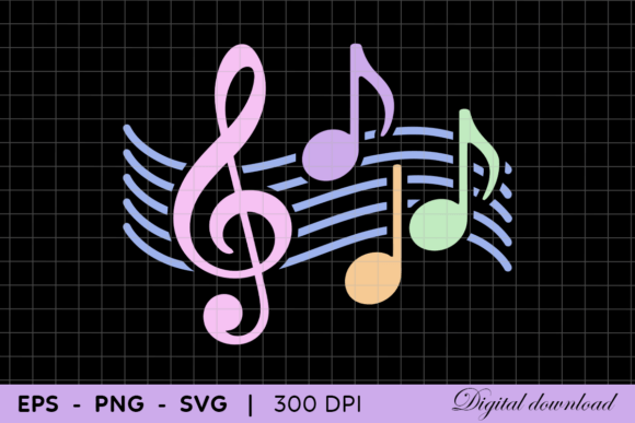 Download Colorful Pastel Music Notes with Treble - Colorful pastel Collection