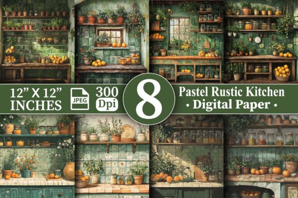 Download Pastel Rustic Kitchen Digital Papers V.3 - Papers Collection