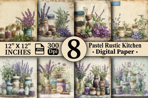 Download Pastel Rustic Kitchen Digital Papers V.4 - Papers Collection