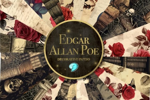 Download Edgar Allen Poe Seamless Pattern Papers - Papers Collection