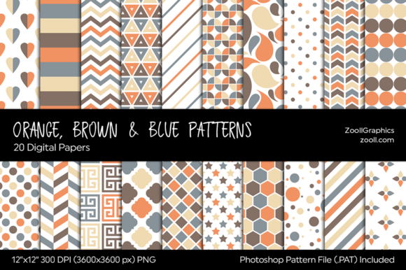 Download Orange, Brown &amp; Blue Digital Papers - Papers Collection
