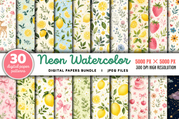 Download Neon Watercolor Stripes Pattern Papers - Papers Collection