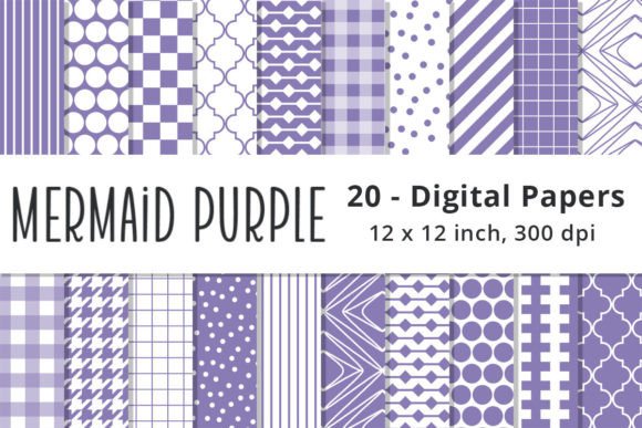 Download Mermaid Purple Digital Pattern Papers - Papers Collection