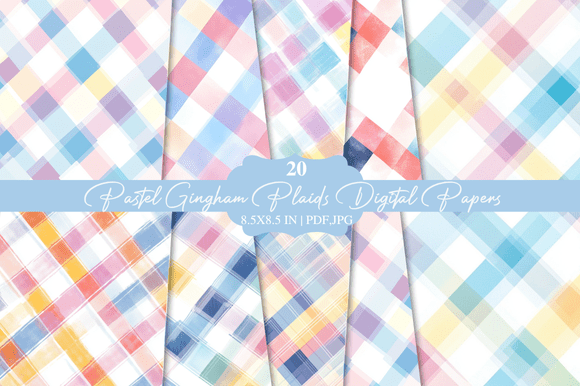 Download Pastel Gingham Plaids Digital Papers - Papers Collection