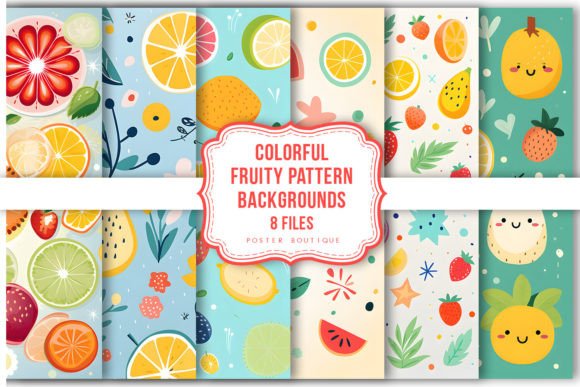 Download Colorful Fruity Pattern Backgrounds Pack - Fruit Collection