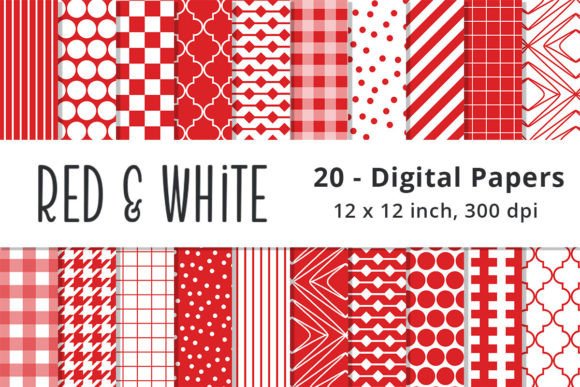 Download Red and White Digital Scrapbook Papers - Papers Collection