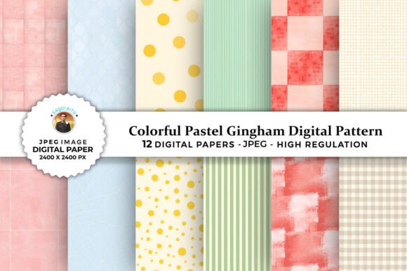 Download Colorful Pastel Gingham Digital Patterns - Colorful pastel Collection