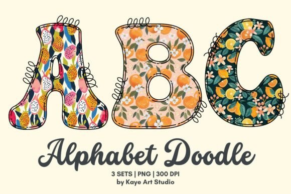 Download Fruity Pattern Alphabet Clipart PNG - Fruit Collection