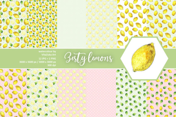 Download Watercolor Lemon Digital Papers - Papers Collection