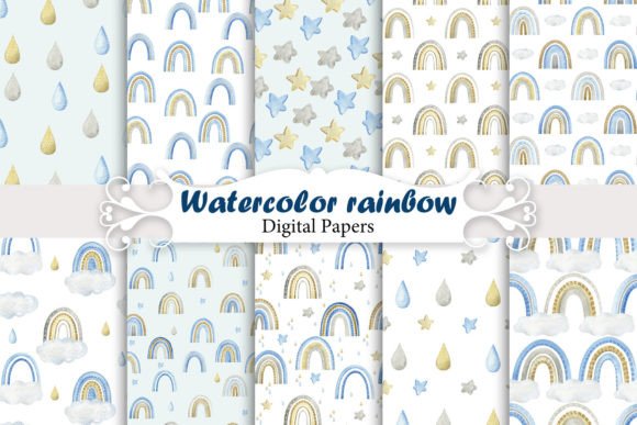 Download Watercolor Rainbow. Papers for Boys. - Papers Collection